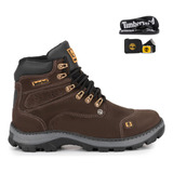 Bota Masculina Coturno Resistente Trabalho 100%couro +brinde