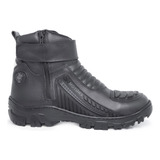 Bota Moto Motociclista Motoqueiro Motoboy Com Zíper Couro