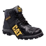 Bota Motociclista Coturno Cat Masculina Toda Em Couro