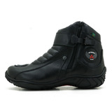 Bota Motoqueiro Ziper Semi Impermeavel Couro Legitimo Motos