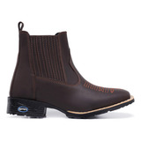 Bota Texana Cano Curto Botina Bico Quadrado Country Em Couro