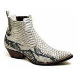 Bota Texana Masculina Country Botina Bico Fino Couro Verniz