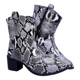 Bota Western Country Feminina Dhaffy Snake Preto Com Cinza