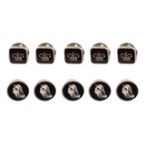 Botão Broche Pin Acessório Preto 5 Pçs Estrela + 5 Pçs Coroa
