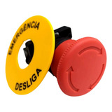 Botão Emergencia 22mm 1nf Gira Destrava + Identificador