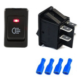 Botão Interruptor Farol De Milha Universal Led Vermelho 4p