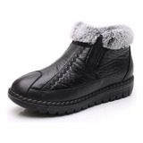 Botas De Neve Acolchoadas De Couro E Algodão Impermeáveis Pa