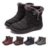 Botas De Neve Femininas Com Zíper E Botas Quentes Impermeáve