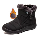 Botas De Neve Forradas Furry Boat Impermeáveis Para Frio Ext