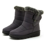Botas Quentes Neve Pele De Coelho Artificial Cano Alto