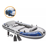 Bote Inflável Intex Excursion 5 C/ Suporte Motor Remos Barco