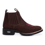 Botina Bota Texana 100% Couro Unissex Cano Curto