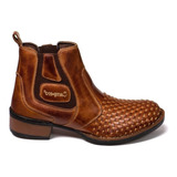 Botina Bota Tricê 100% De Couro Cano Curto Country