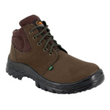 Botina Couro Bico Pvc - Ecosafety Ps139 Café