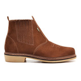 Botina De Couro Masculina Country Legítimo Solado Látex
