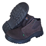 Botina Segurança Café Nobuck - Ecosafety Primavera Bico Pvc