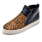 Botinha Feminina Cano Curto Em Couro Animal Print 26100