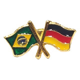Bótom Pim Broche Bandeira Brasil X Alemanha Folheado A Ouro