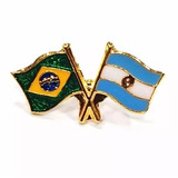 Bótom Pim Broche Bandeira Brasil X Argentina Folheado A Ouro