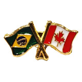 Bótom Pim Broche Bandeira Brasil X Canadá Folheado A Ouro