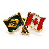 Bótom Pim Broche Bandeira Brasil X Canadá Folheado A Ouro
