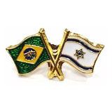 Bótom Pim Broche Bandeira Brasil X Israel Folheado A Ouro