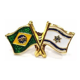 Bótom Pim Broche Bandeira Brasil X Israel Folheado A Ouro