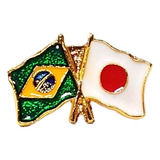 Bótom Pim Broche Bandeira Brasil X Japão Folheado A Ouro