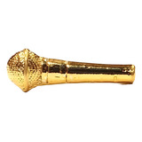 Bótom Pim Broche Microfone Instrumento Musical Folheado Ouro