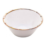 Bowl Borda De Bambu Melamina Branco 15x6cm Bon Gourmet