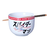 Bowl Cumbuca Com Hashi Homem-aranha Porcelana 500ml Oficial
