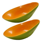 Bowl Fruta Mamão Papaia Cerâmica 400 Ml  2 Unidades