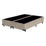 Box Base Bi-partido Casal Suede Bege 138x188x28