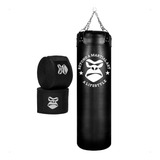 Boxe Treino Profissional Gorila Box Saco Pancada 120cm Com Bandagem 3m Cor Preto
