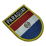 Bp0047ev01 Bandeira Paraguai Patch Bordado 6,8x8cm Com Fecho Contato Gancho