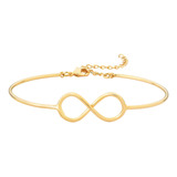 Bracelete Infinito Liso Banhado Ouro 18k | 2 Anos Garantia