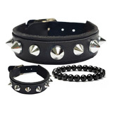 Bracelete Pulseira Couro Spike Tachas Punk