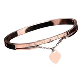 Bracelete Pulseira Rosada Rose Pingente Coração S9988