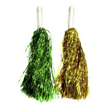 Brasil 9 Pares Pompom Metalizado Verde E Amarelo Copa Festas
