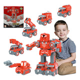 Brastoy Blocos De Montar Carro Construção Robô Coleção 5 Em1 Versão Do Personagem Vermelho