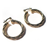 Brinco Argola 3cm Trançada Semijoia Banhada A Ouro