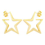 Brinco Argola Estrela Dourada Banhada À Ouro Moda Estilo Top