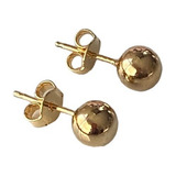 Brinco Bola Lisa 6mm Banhada A Ouro 18k Hipoalergênico