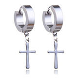 Brinco Cruz Argola Masculino Crucifixo Aço Inoxidavel 316l