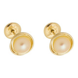 Brinco De Pérola Natural Em Ouro 18k Bebê Ninho 4mm Rococó