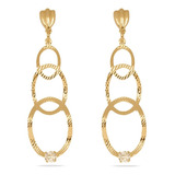 Brinco Elos Entrelaçados Com Zirconia Folheado A Ouro 18k