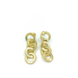 Brinco Elos Redondos Entrelaçados Semijoia Banhado Ouro 18k