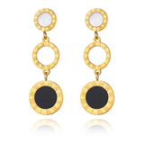 Brinco Feminino Luxo Banhado Ouro 18k Relógio Número Romano