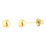 Brinco Infantil Bola 4mm Bebê Recém-nascido Bolinha Ouro 18k