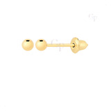 Brinco Infantil Bolinha 2,5mm Bebê Criança Bola Ouro 10k 416